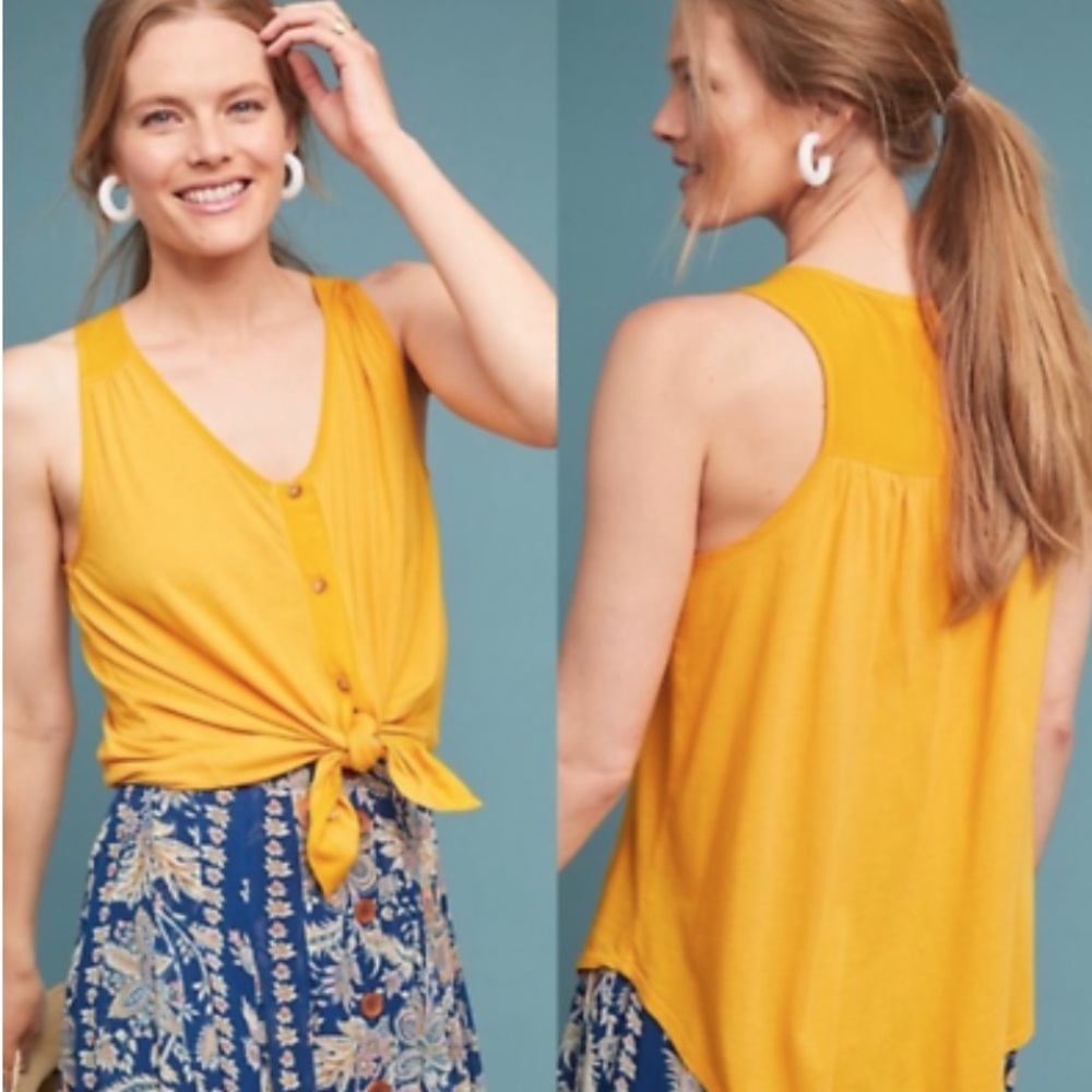 Anthropologie button down yellow tank NWT
